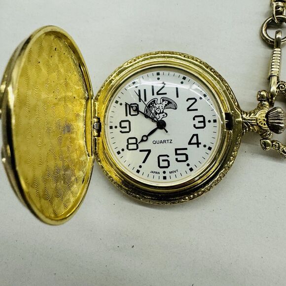 Pocket Watches Gold Tone American Patriotic Eagle Lot of 4 Untested Parts Repair - Picture 3 of 10